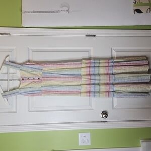 Urban Outfitters Sankaty Ruffle Rainbow Belted Maxi Dress, Size XS